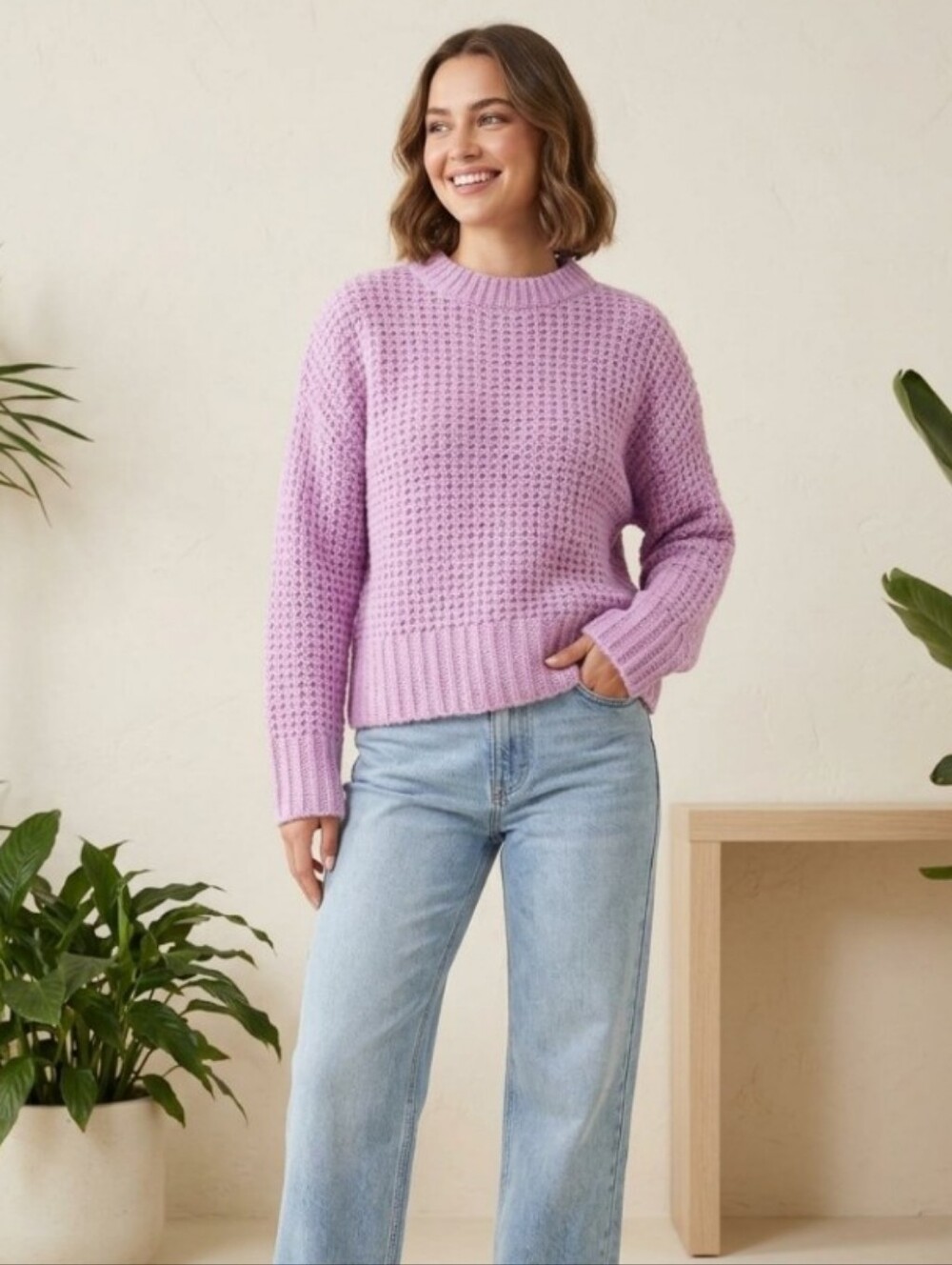 Chelsea28 Lavender Opened Knit Sweater NWT Oversized S